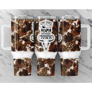 Try That in a Small Town, Jason Aldean  •BEST SELLER• Cowhide 40oz Tumbler Handl